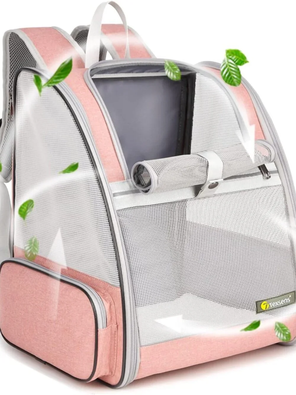 Pink Pet Carrier Backpack Breathable Mesh Small Dog Cat Travel Bag Foldable